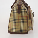Burberrys Nova Check Boston Bag PVC Beige Gold Auth bs36905-4