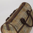 Burberrys Nova Check Boston Bag PVC Beige Gold Auth bs36905-6