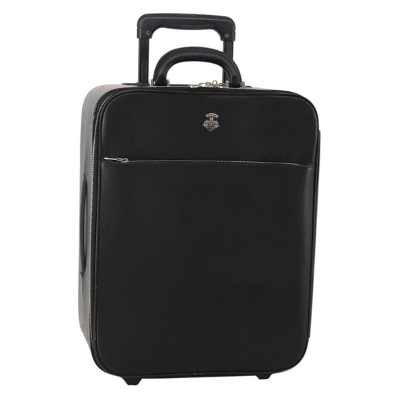 BALLY Carry Case Leather Black Silver Auth bs36906