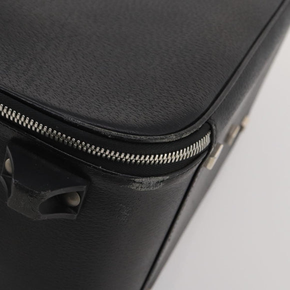 BALLY Carry Case Leather Black Silver Auth bs36906