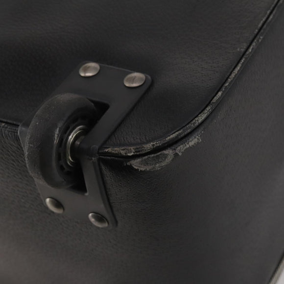 BALLY Carry Case Leather Black Silver Auth bs36906