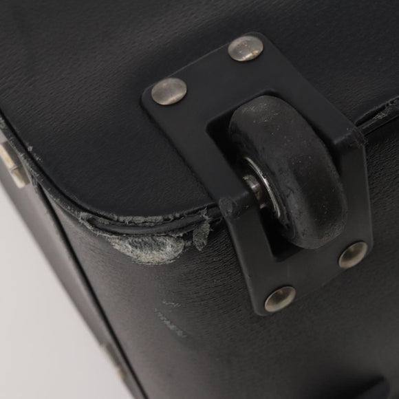 BALLY Carry Case Leather Black Silver Auth bs36906