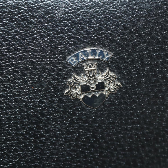 BALLY Carry Case Leather Black Silver Auth bs36906