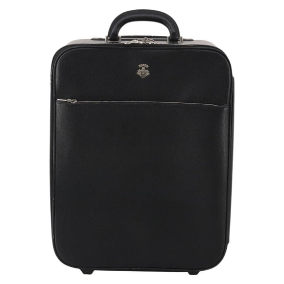 BALLY Carry Case Leather Black Silver Auth bs36906