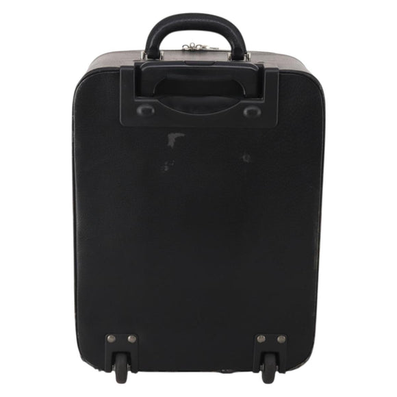 BALLY Carry Case Leather Black Silver Auth bs36906