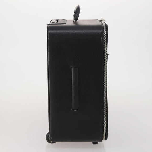 BALLY Carry Case Leather Black Silver Auth bs36906