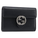 GUCCI Key Case Leather Black Silver Auth bs36907-1