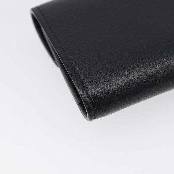 GUCCI Key Case Leather Black Silver Auth bs36907