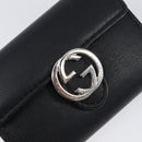 GUCCI Key Case Leather Black Silver Auth bs36907-17