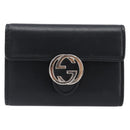 GUCCI Key Case Leather Black Silver Auth bs36907-13