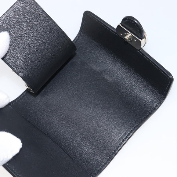 GUCCI Key Case Leather Black Silver Auth bs36907