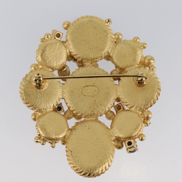 CHANEL Brooch Metal Gold CC Auth bs36908M