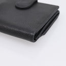 CHANEL COCO Mark Bifold Wallet Caviar Skin Black Gold CC Auth bs36909-15
