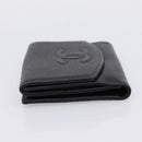 CHANEL COCO Mark Bifold Wallet Caviar Skin Black Gold CC Auth bs36909-3