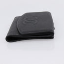 CHANEL COCO Mark Bifold Wallet Caviar Skin Black Gold CC Auth bs36909-4