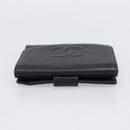 CHANEL COCO Mark Bifold Wallet Caviar Skin Black Gold CC Auth bs36909-5