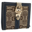 GUCCI Bifold Wallet Canvas Beige Gold Auth bs36910A-1