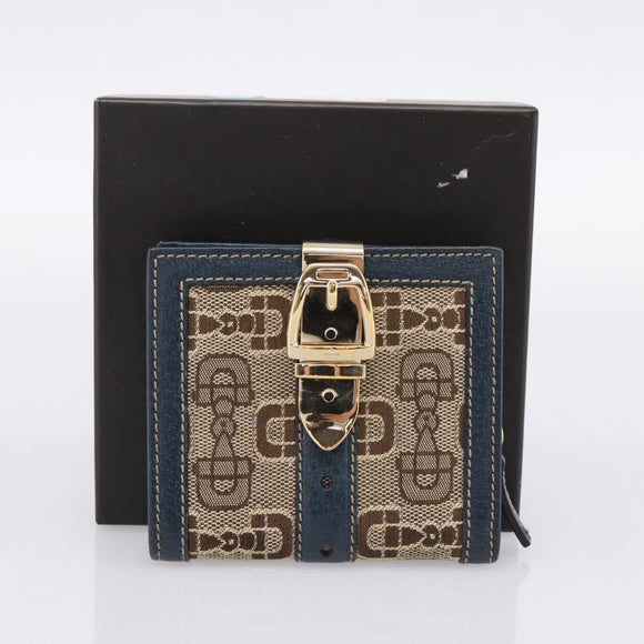 GUCCI Bifold Wallet Canvas Beige Gold Auth bs36910A