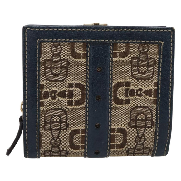 GUCCI Bifold Wallet Canvas Beige Gold Auth bs36910A