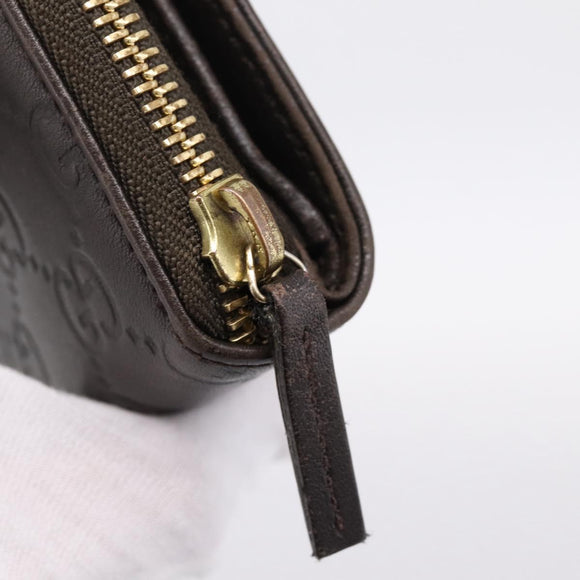 GUCCI GG Canvas Guccissima Wallet Leather Brown Gold 346056 4276 Auth bs36913