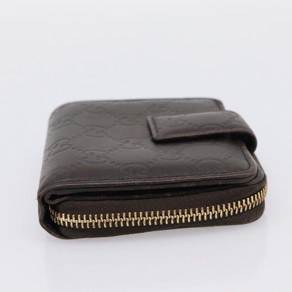 GUCCI GG Canvas Guccissima Wallet Leather Brown Gold 346056 4276 Auth bs36913