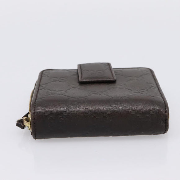 GUCCI GG Canvas Guccissima Wallet Leather Brown Gold 346056 4276 Auth bs36913