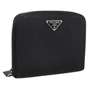 PRADA Bifold Wallet Nylon Black Silver Auth bs36914-1