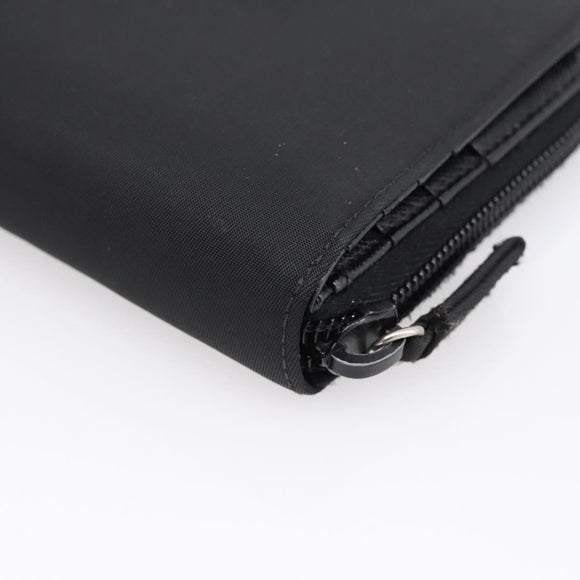 PRADA Bifold Wallet Nylon Black Silver Auth bs36914