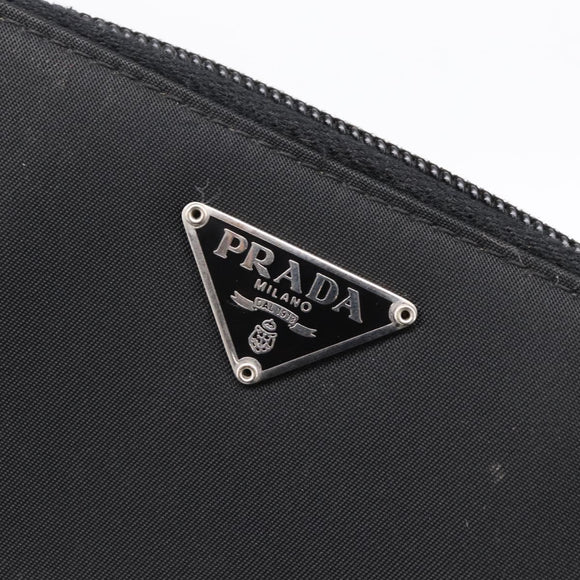 PRADA Bifold Wallet Nylon Black Silver Auth bs36914