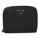 PRADA Bifold Wallet Nylon Black Silver Auth bs36914-13