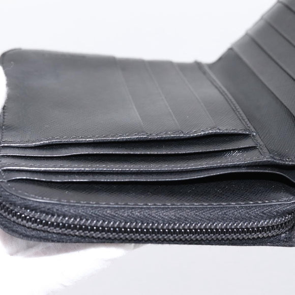 PRADA Bifold Wallet Nylon Black Silver Auth bs36914
