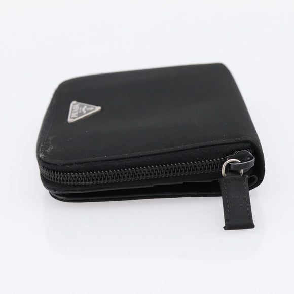 PRADA Bifold Wallet Nylon Black Silver Auth bs36914