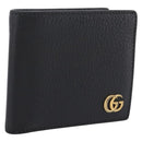 GUCCI GG Marmont Bifold Wallet Leather Black Gold 428725 Auth bs36915-1