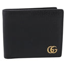 GUCCI GG Marmont Bifold Wallet Leather Black Gold 428725 Auth bs36915-2