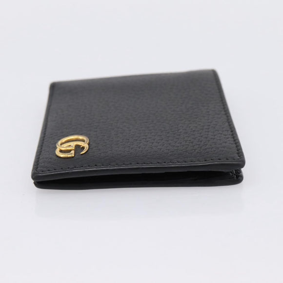 GUCCI GG Marmont Bifold Wallet Leather Black Gold 428725 Auth bs36915