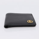 GUCCI GG Marmont Bifold Wallet Leather Black Gold 428725 Auth bs36915-7