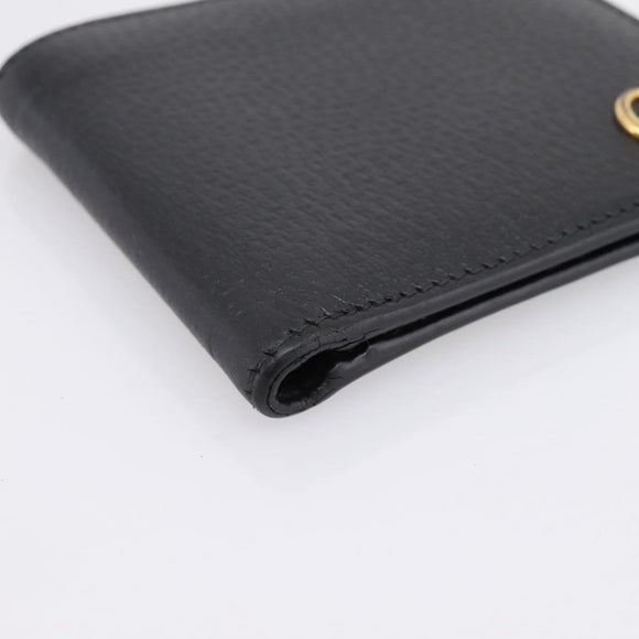 GUCCI GG Marmont Bifold Wallet Leather Black Gold 428725 Auth bs36915