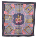 HERMES Carre 90 Scarf ""LES MU SEROLLES"" Silk Light Blue Auth bs36919-1