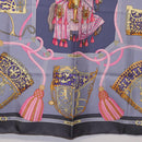 HERMES Carre 90 Scarf ""LES MU SEROLLES"" Silk Light Blue Auth bs36919-9
