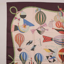 HERMES Carre 90 Scarf ""LES FOLIES DU CIEL"" Silk Pink Auth bs36920-2