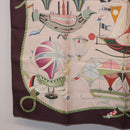 HERMES Carre 90 Scarf ""LES FOLIES DU CIEL"" Silk Pink Auth bs36920-8