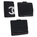 CHANEL Wallet Leather 3 Set Black CC Auth bs36923-1