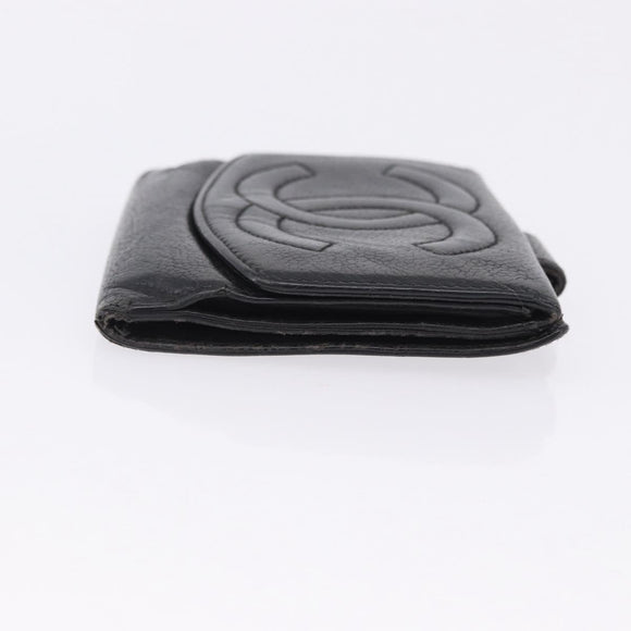 CHANEL Wallet Leather 3 Set Black CC Auth bs36923