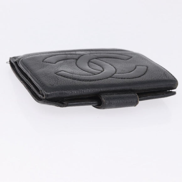 CHANEL Wallet Leather 3 Set Black CC Auth bs36923