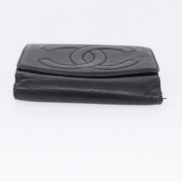 CHANEL Wallet Leather 3 Set Black CC Auth bs36923