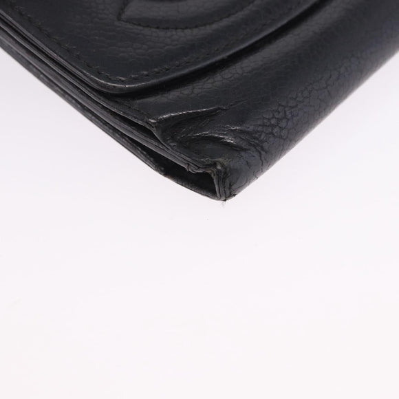CHANEL Wallet Leather 3 Set Black CC Auth bs36923