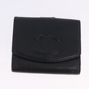 CHANEL Wallet Leather 3 Set Black CC Auth bs36923-19