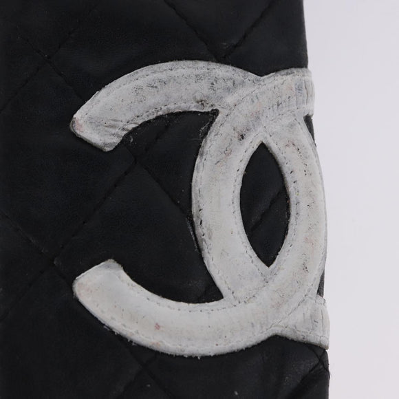 CHANEL Wallet Leather 3 Set Black CC Auth bs36923