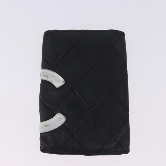 CHANEL Wallet Leather 3 Set Black CC Auth bs36923