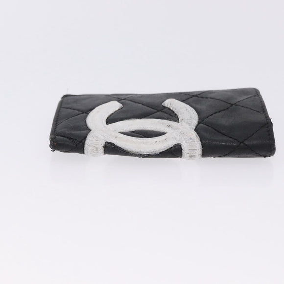 CHANEL Wallet Leather 3 Set Black CC Auth bs36923